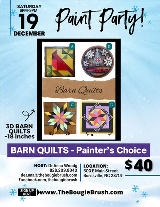 12/19/23 - 6PM-9PM - BARN QUILT Paint Party - Ages 14+