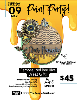 05/09/2024 - 6PM-9:00PM - 'Personalized Beehive with Tabletop Easel" - Paint Party Ticket