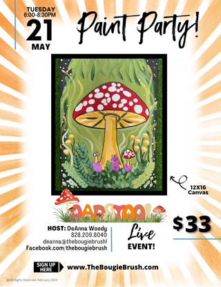 05/21/2024 - 6PM-8:30PM - 'Toadstool' Canvas Paint Party Ticket