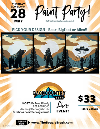 05/28/2024 - 6PM-8:30PM - 'Backcountry" - Painters Design Choice Paint Party Ticket
