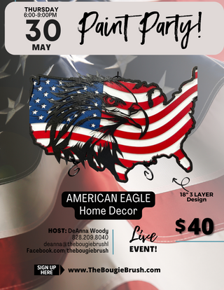 05/30/2024 - 6PM-8:30PM - 'American Eagle' 3D - Multi-Layer Wood - Paint Party Ticket