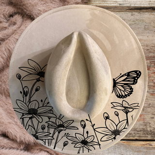 Custom Laser Burned Vegan Suede Hat - DIY Paint Kit