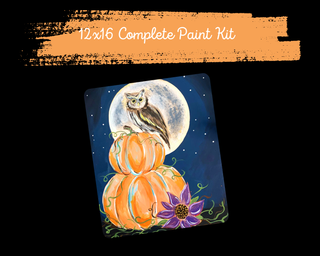 MOONLIGHT PUMPKIN OWLS - DIY Canvas Paint Kit